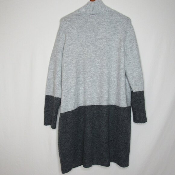 Michael Kors Gray Two Tone Long Open Cardigan Sweater Women's XL XLarge - Picture 8 of 9